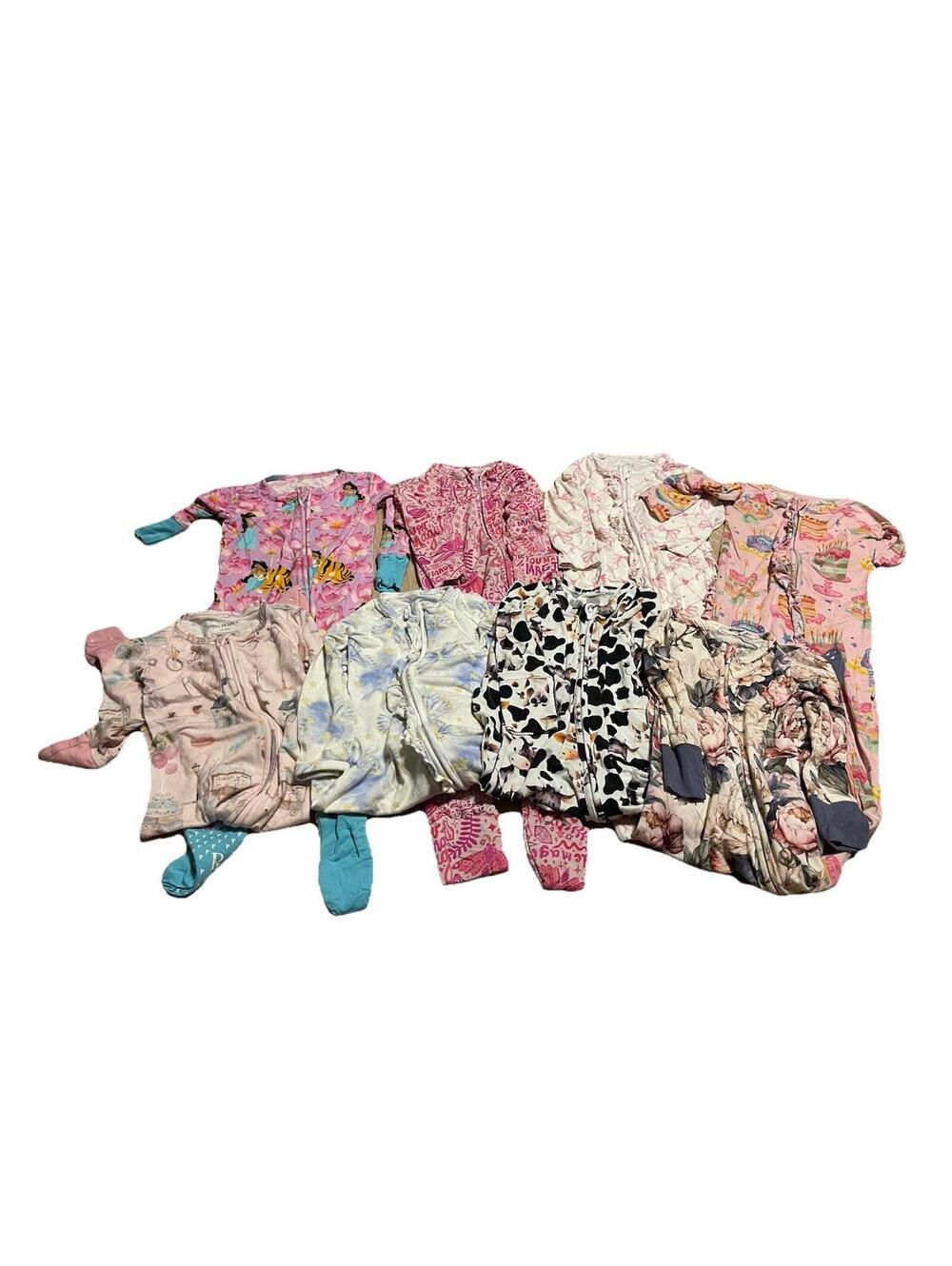 Posh Peanut Baby Girls‎ 12-18 Months  Floral Print Ruffle Bum Footie 8 Lot H99